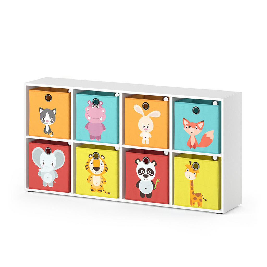 Vicco DĚTSKÁ POLIČKA Scutum Bílá 143 x 72 cm s 8 skládacími boxy