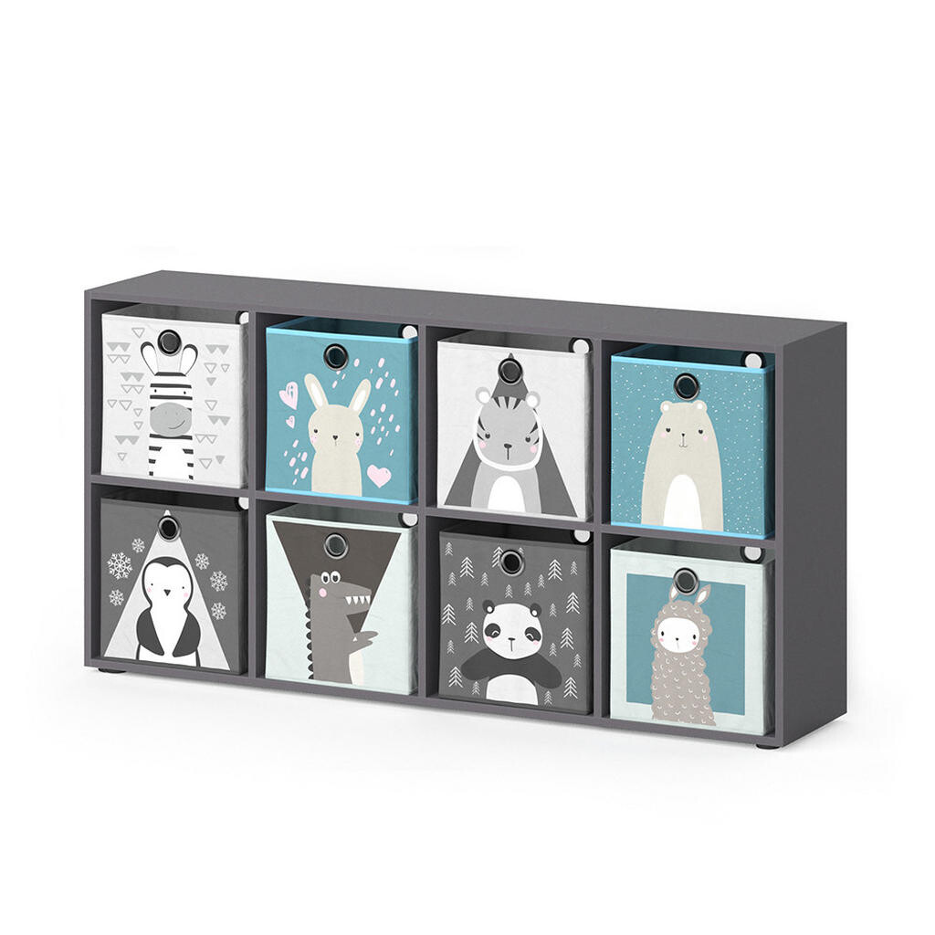 Vicco DĚTSKÁ POLIČKA Scutum Šedá 143 x 72 cm s 8 skládacími boxy