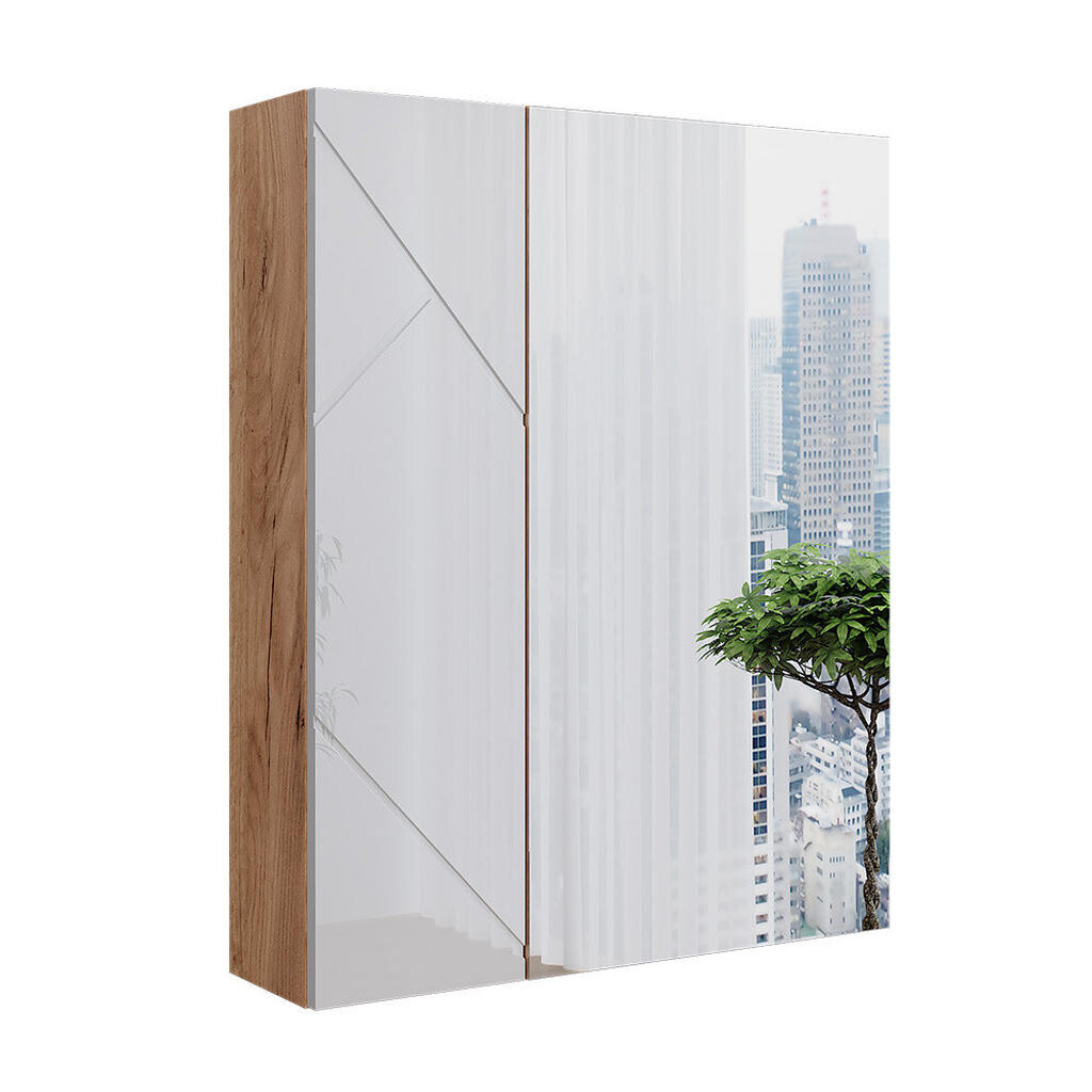 Vicco KOUPELNOVÁ ZRCADLOVÁ SKŘÍŇKA Irma Bílá/dub 60 x 75 cm