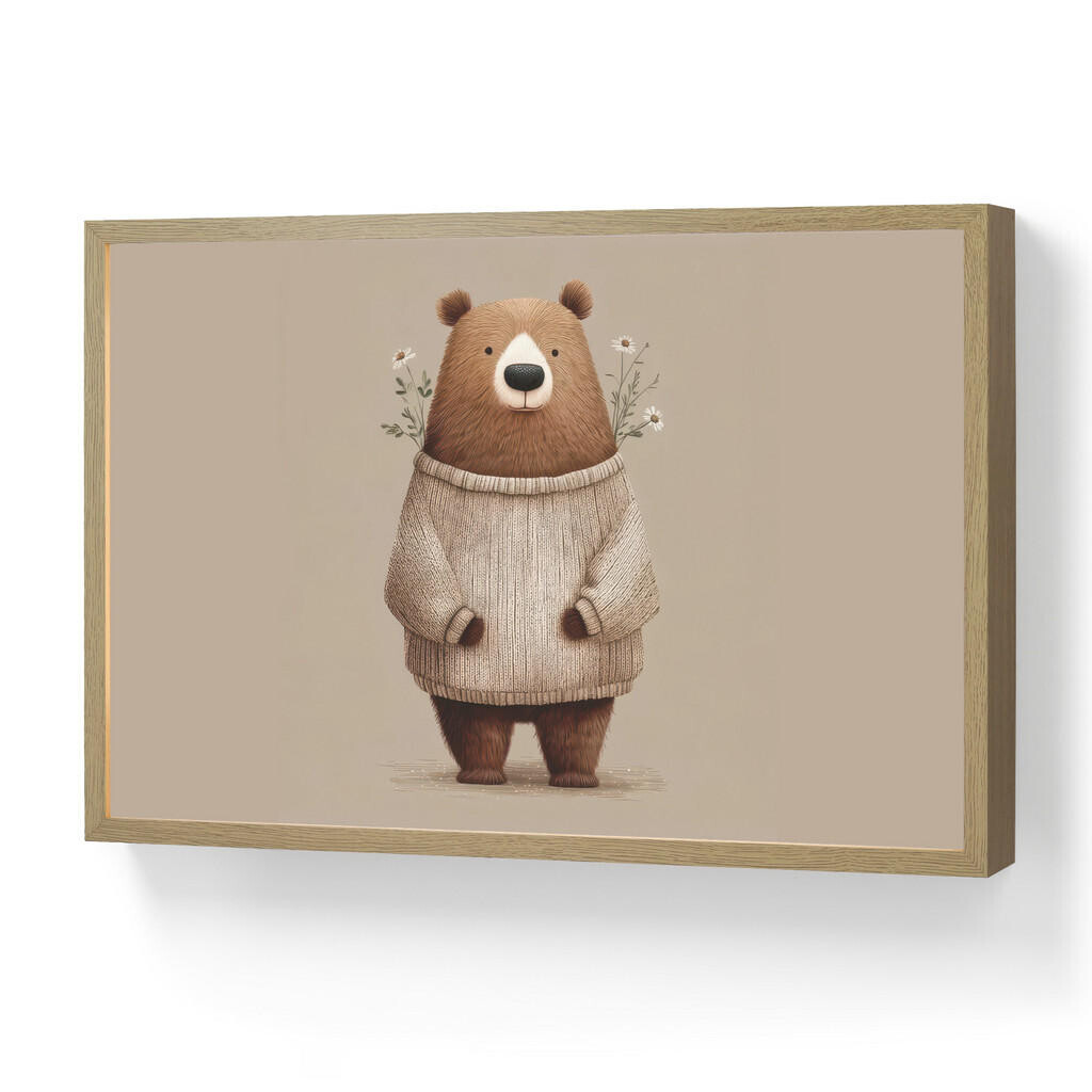 OnlyWow NÁSTĚNNÁ LAMPA S AKUMULÁTOREM Medvěd - Bílé květy - Cosy 60x40 cm