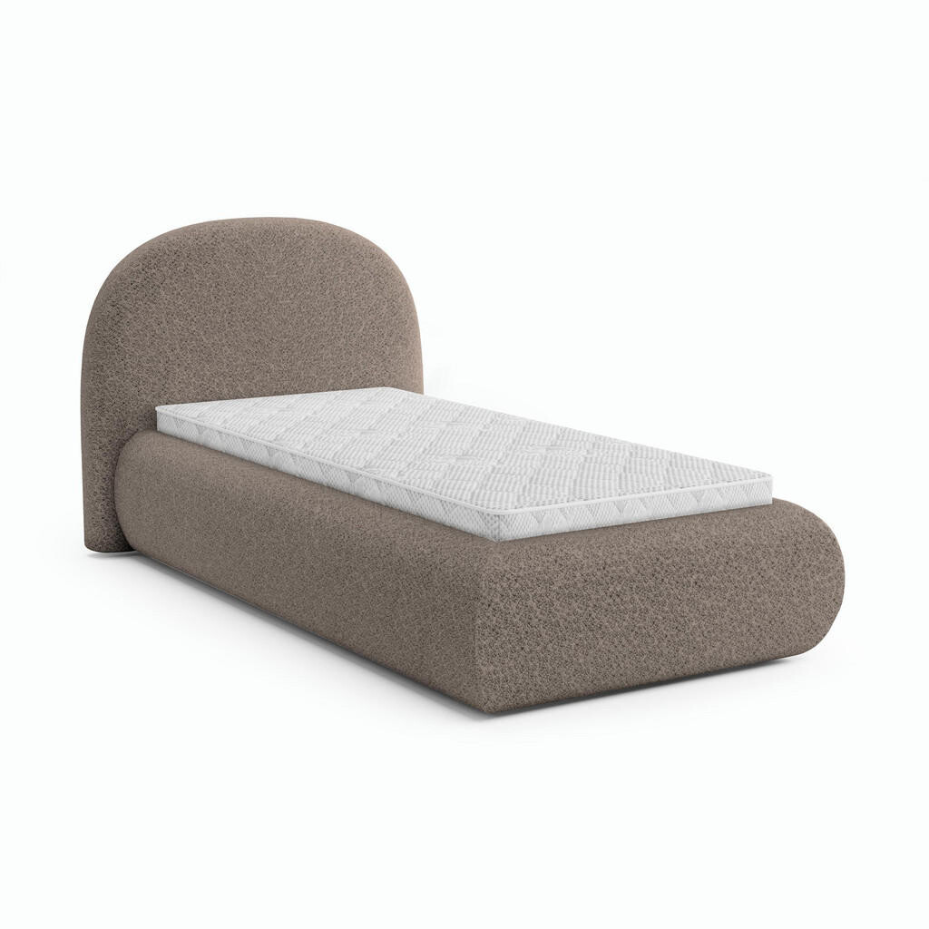 Beautysofa ČALOUNĚNÁ POSTEL Motti 90×200, jednolůžko s úložným prostorem a pěnovou matrací 10 cm, cappuccino