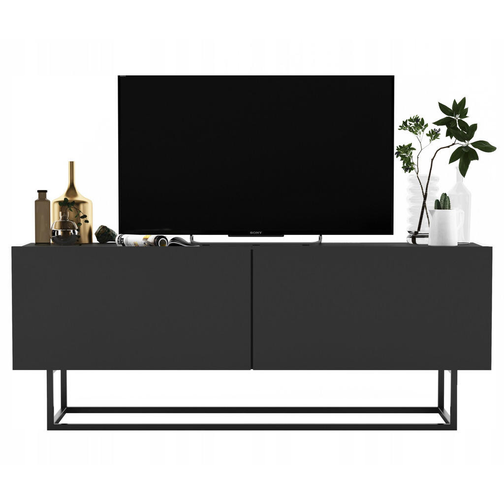 Meble Lindner TV stolek Enjoy Šedá mat 120 cm s kovovým rámem