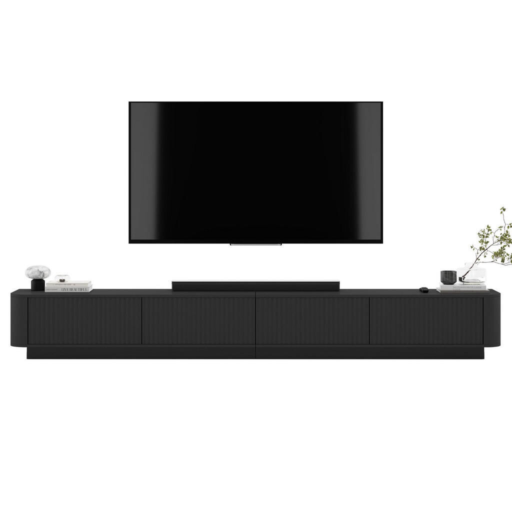Meble Lindner TV stolek Aurora, sada 2 kusů s podstavcem, matná černá, 280 cm