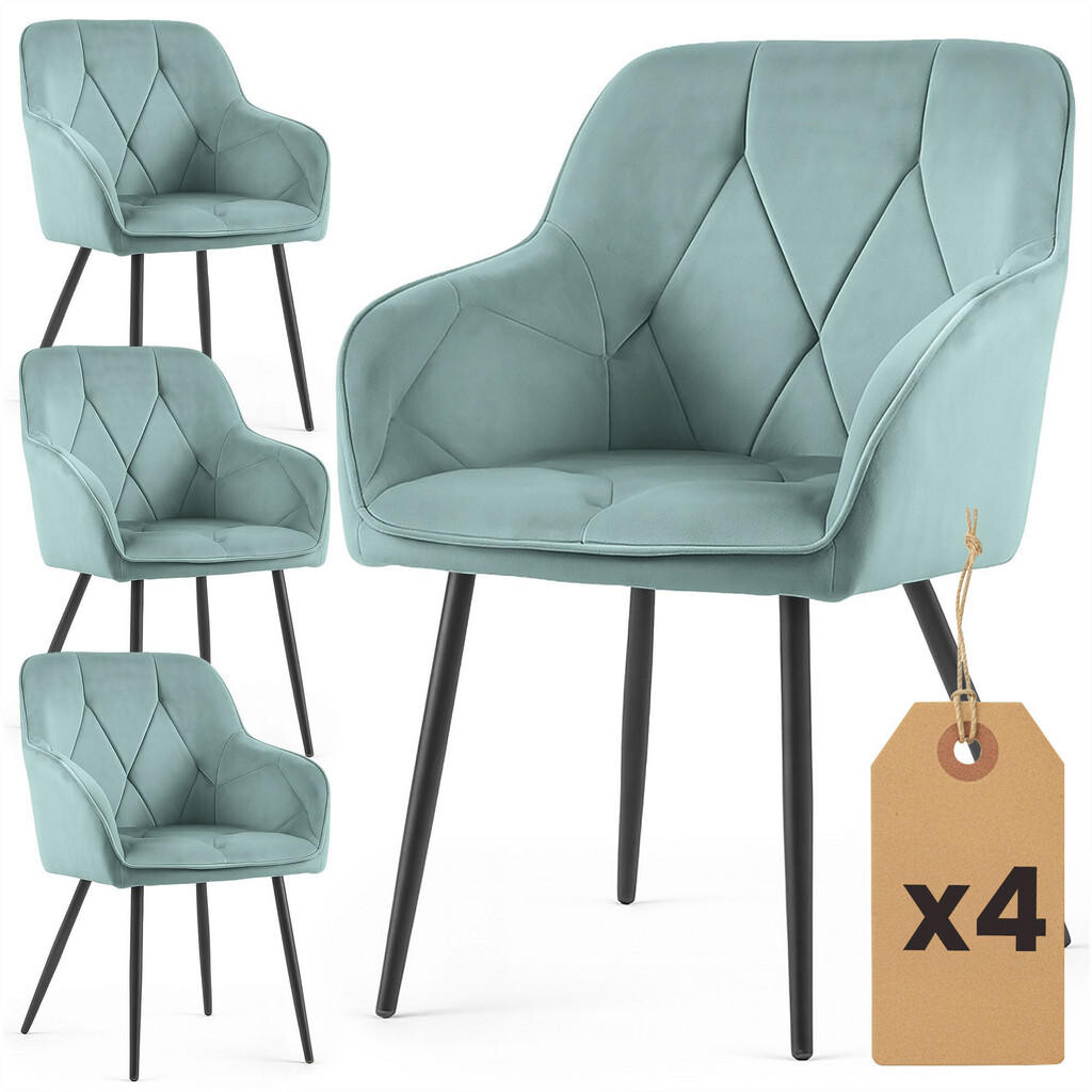 RAUMHIRSCH FURNITURE ČALOUNĚNÉ ŽIDLE, sada 4 ks, kovové nohy, tyrkysová, černá 54,5/82,5/58