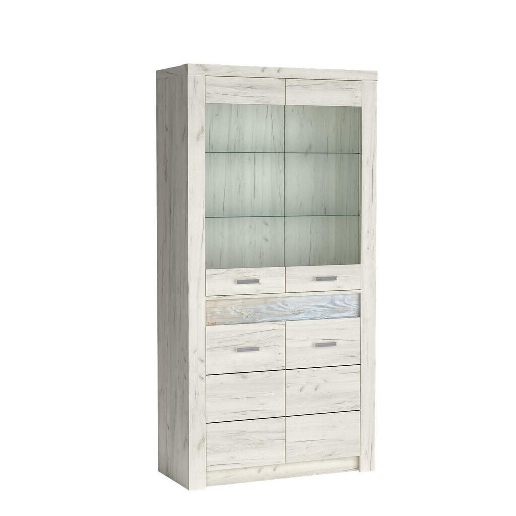 MASSENO VITRÍNA ZERI 96/192/42 cm Bílý dub
