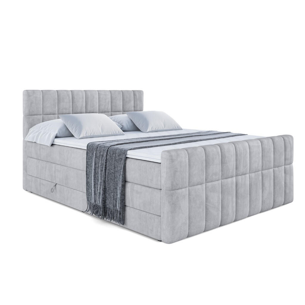 ALTDECOR POSTEL boxspring MIAMI-Z KING – 200 x 200 – H3/H4 – světle šedá