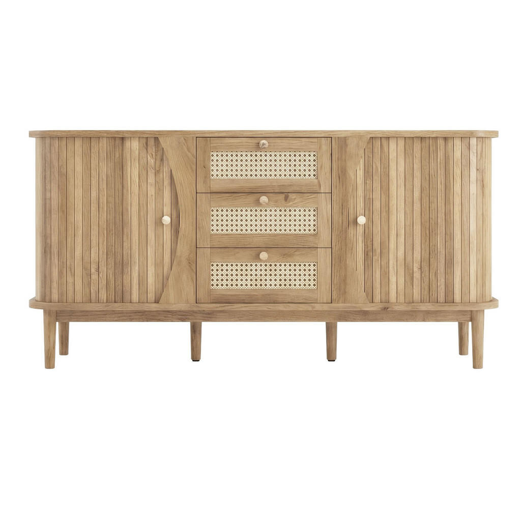 Urban Meuble KOMODA ratanová s posuvnými dvířky, 140,5/40/76 cm