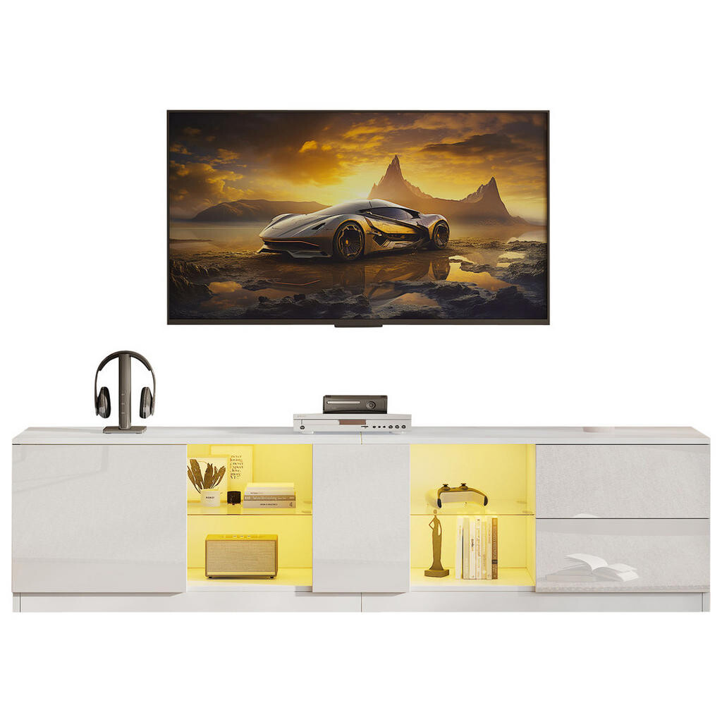 FLIEKS TV STOJAN 160 cm Lesk LED Osvětlení 65 Zoll