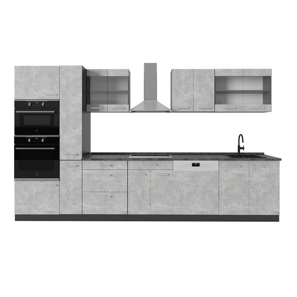 Vicco KOMPLETNÍ KUCHYNĚ R-Line Beton/antracit 350 cm , PD Antracit