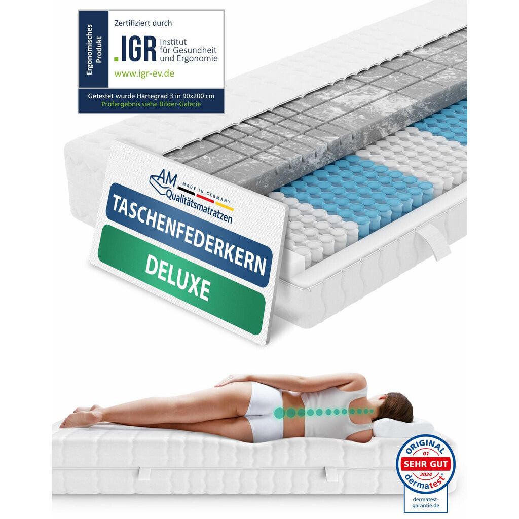 AM Qualitätsmatratzen MATRACE s taštičkovými pružinami 3D Deluxe 120/200 cm H3 - výška 24 cm a potah z tencelu