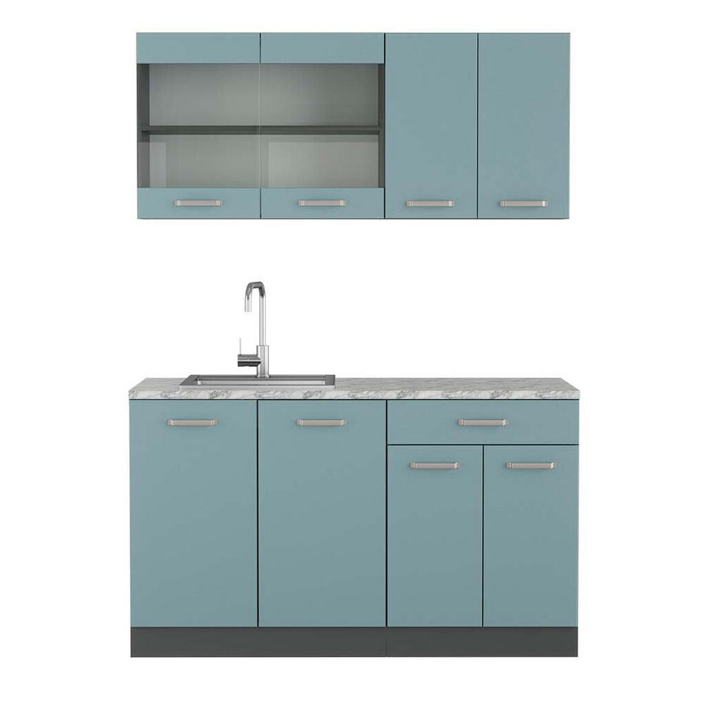 Vicco JEDNOTKOVÁ KUCHYNĚ R-Line Modrošedá 140 cm , PD Mramor