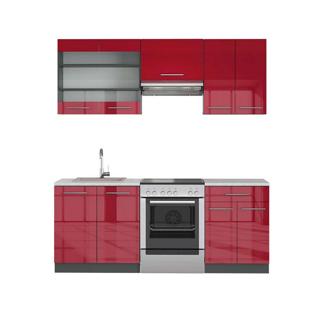 Vicco KUCHYŇSKÝ KOUT Fame-Line Bordeaux vysoký lesk/antracitová 200 cm , PD Mramor