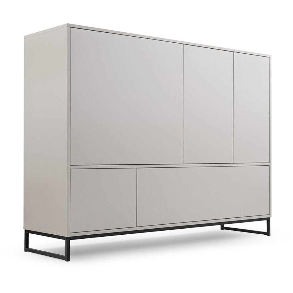 Beautysofa KOMODA Giana s 5 dvířky, 160 cm, béžová písková