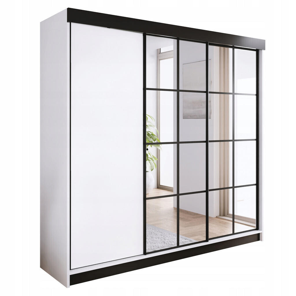 Kier Furniture POSUVNÁ ŠATNÍ SKŘÍŇ ARI 2 se zrcadlem 250 - Bílá