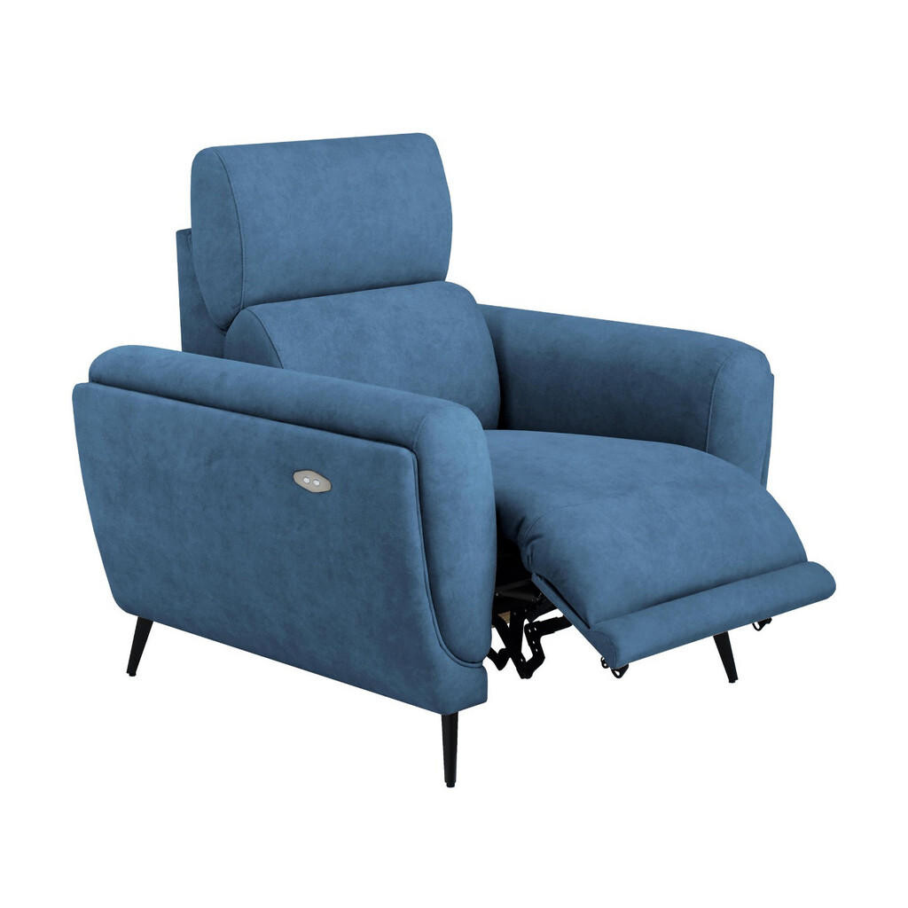 Beautysofa RELAXAČNÍ KŘESLO Comfort s elektrickým polohováním a nastavitelnou opěrkou hlavy, modrá