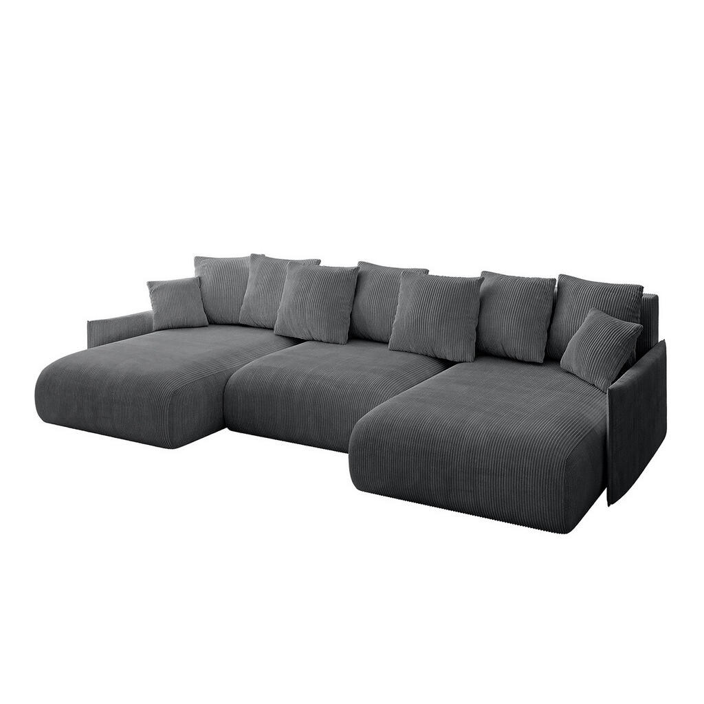 ALTDECOR OBÝVACÍ SOUPRAVA s funkcí lůžka a úložným prostorem pod postelí ONESK-U-v1 317x177x72 tmavě šedá manšestr