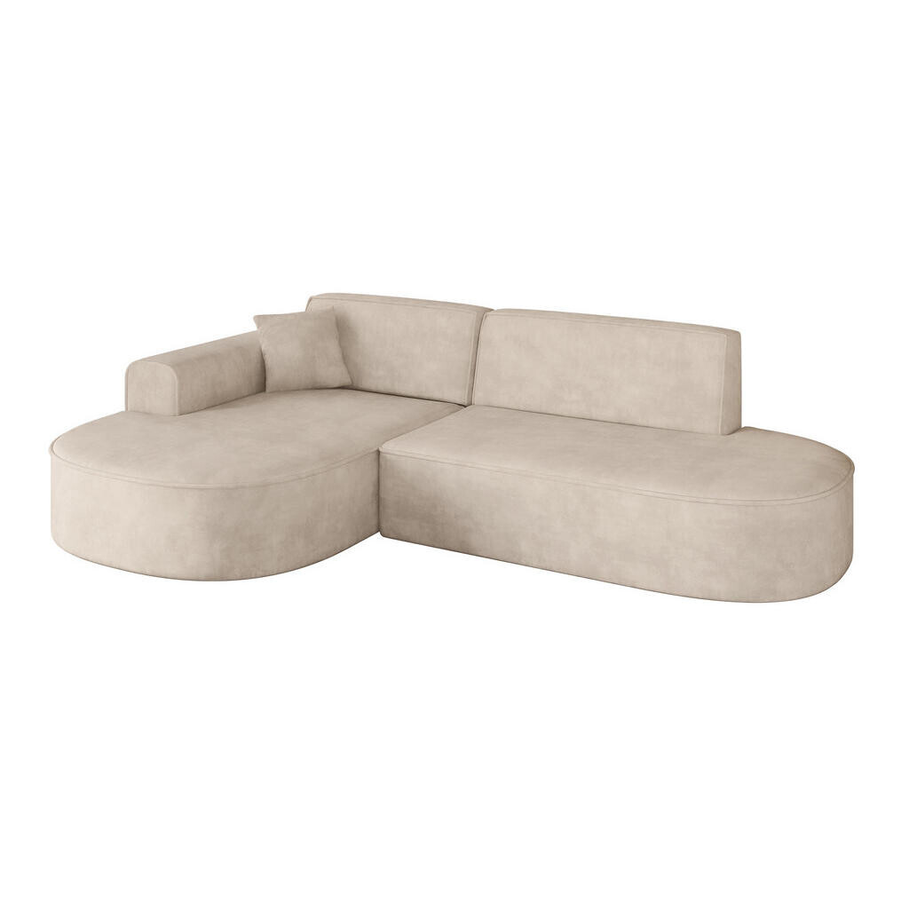 ALTDECOR ROHOVÁ SEDACÍ SOUPRAVA s otomanem vlevo MARI-L1 – 243 x 171 x 79 cm, béžový velur
