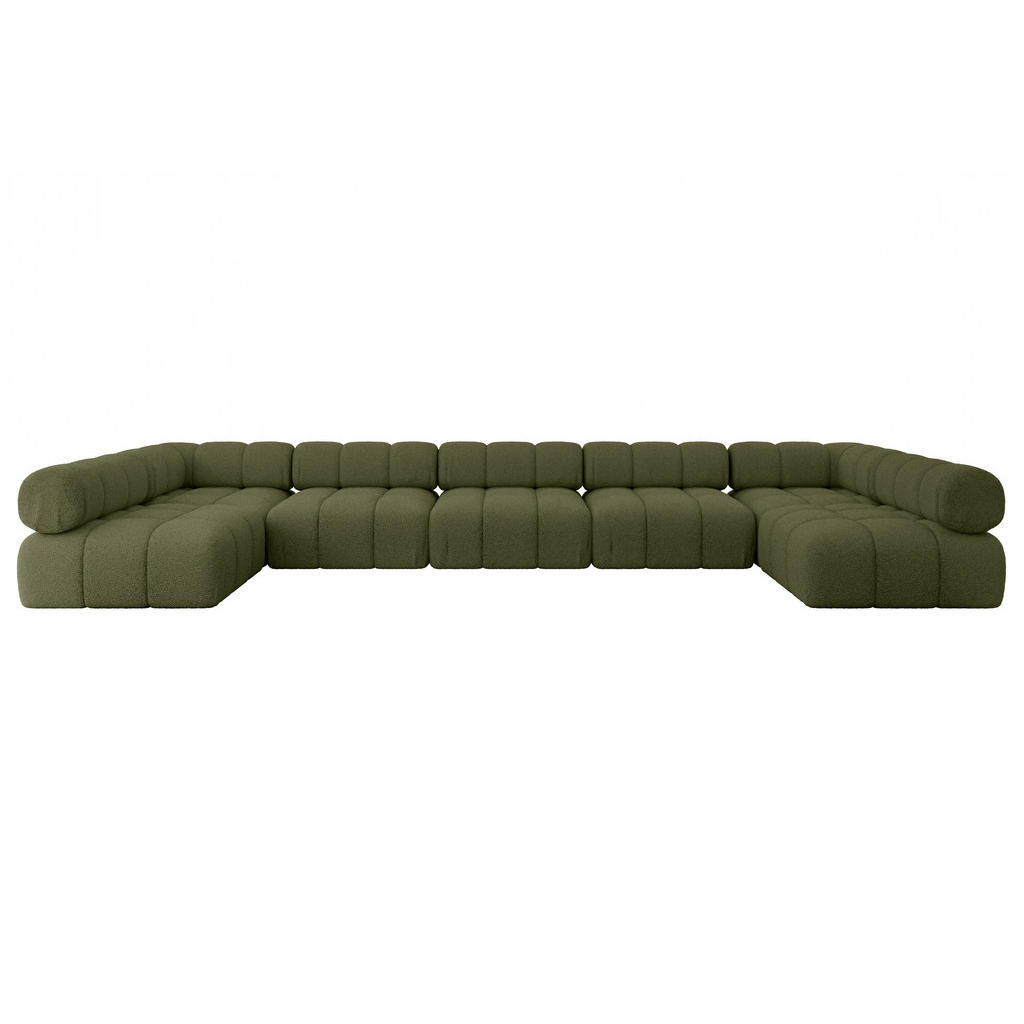 ALTDECOR SEDACÍ SOUPRAVA modulární pohovka Garvo-U3 – 475 × 190 × 70 cm, zelená buklé