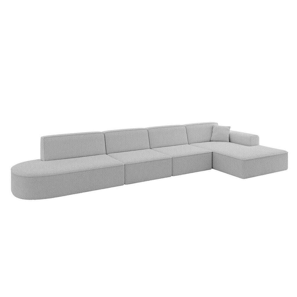 ALTDECOR ROHOVÁ SEDACÍ SOUPRAVA s otomanem vpravo IREA-L3-v3 – 412 × 165 × 77 cm světle šedá