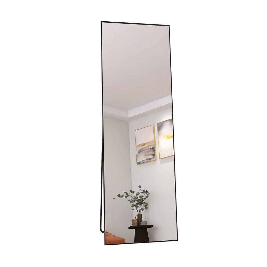 SHOPENTRA STOJACÍ zrcadlo 60x165cm Černý hliníkový rám Obdélníkové Volně stojící