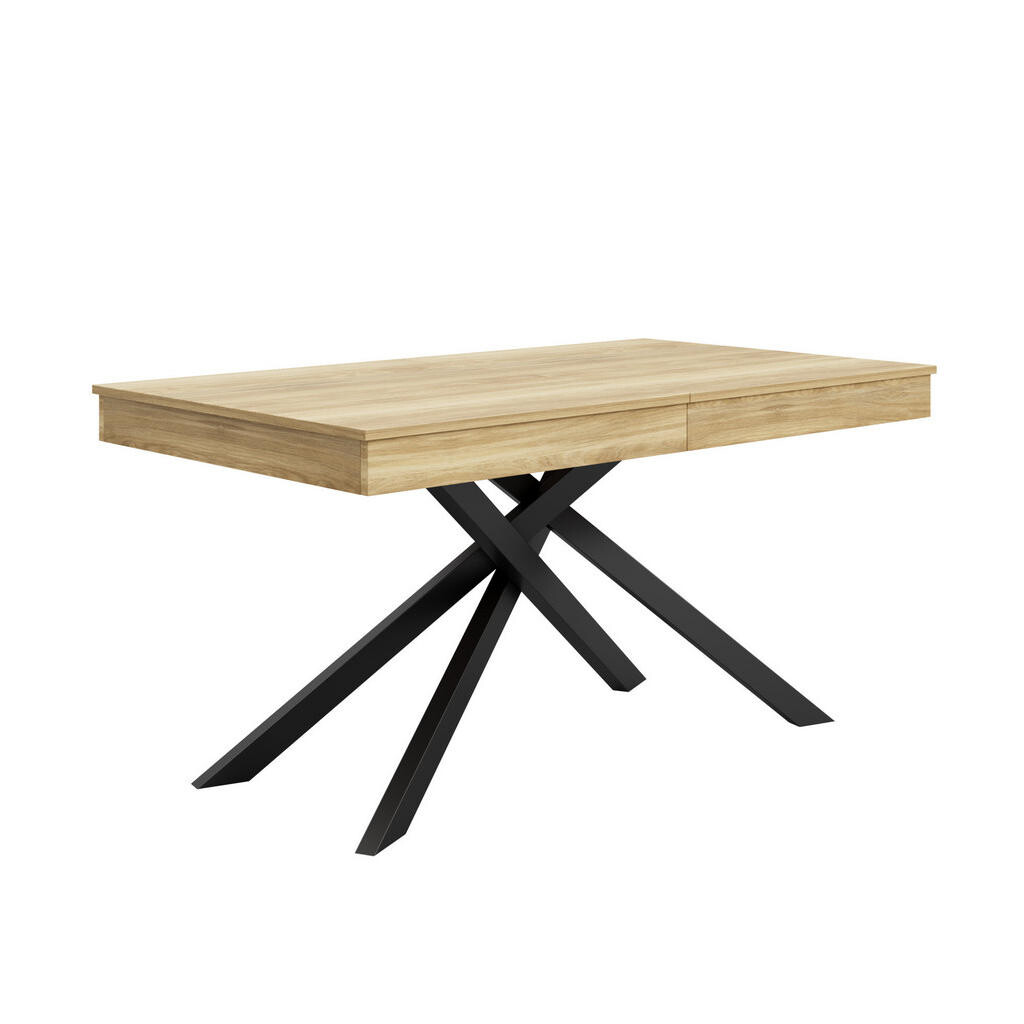 Redom ROZKLÁDACÍ jídelní stůl 140/180 x 80 cm s 93mm deskou, stabilními křížovými nohami a snadnou montáží, Dub