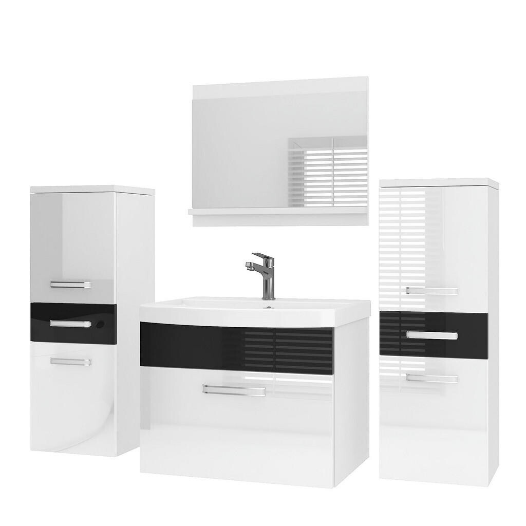 B BELINI GROUP KOUPELNOVÝ NÁBYTEK Koupelnová SADA PRI P4, Bílá / Černá lesklá, 120 cm