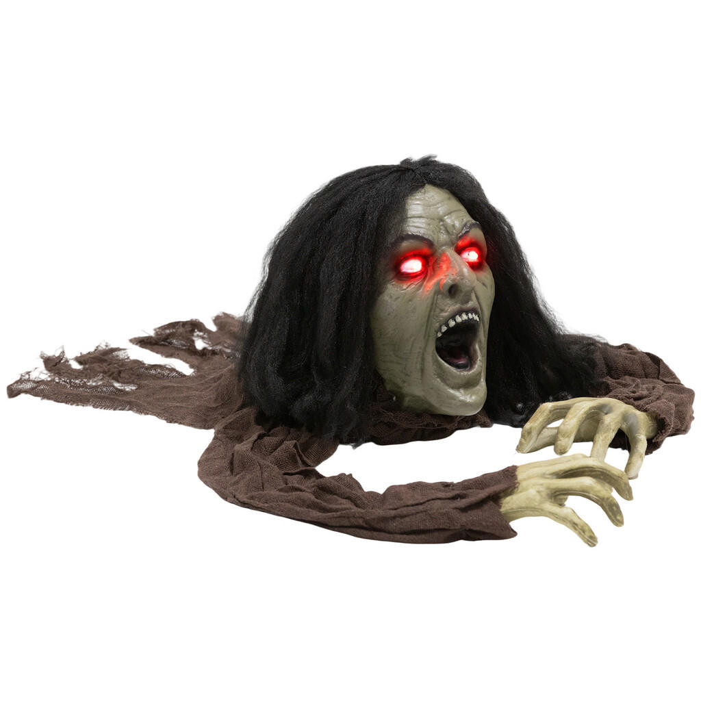 Outsunny HALLOWEENSKÁ dekorace plazící se zombie 140 cm s LED očima, zvukovou funkcí