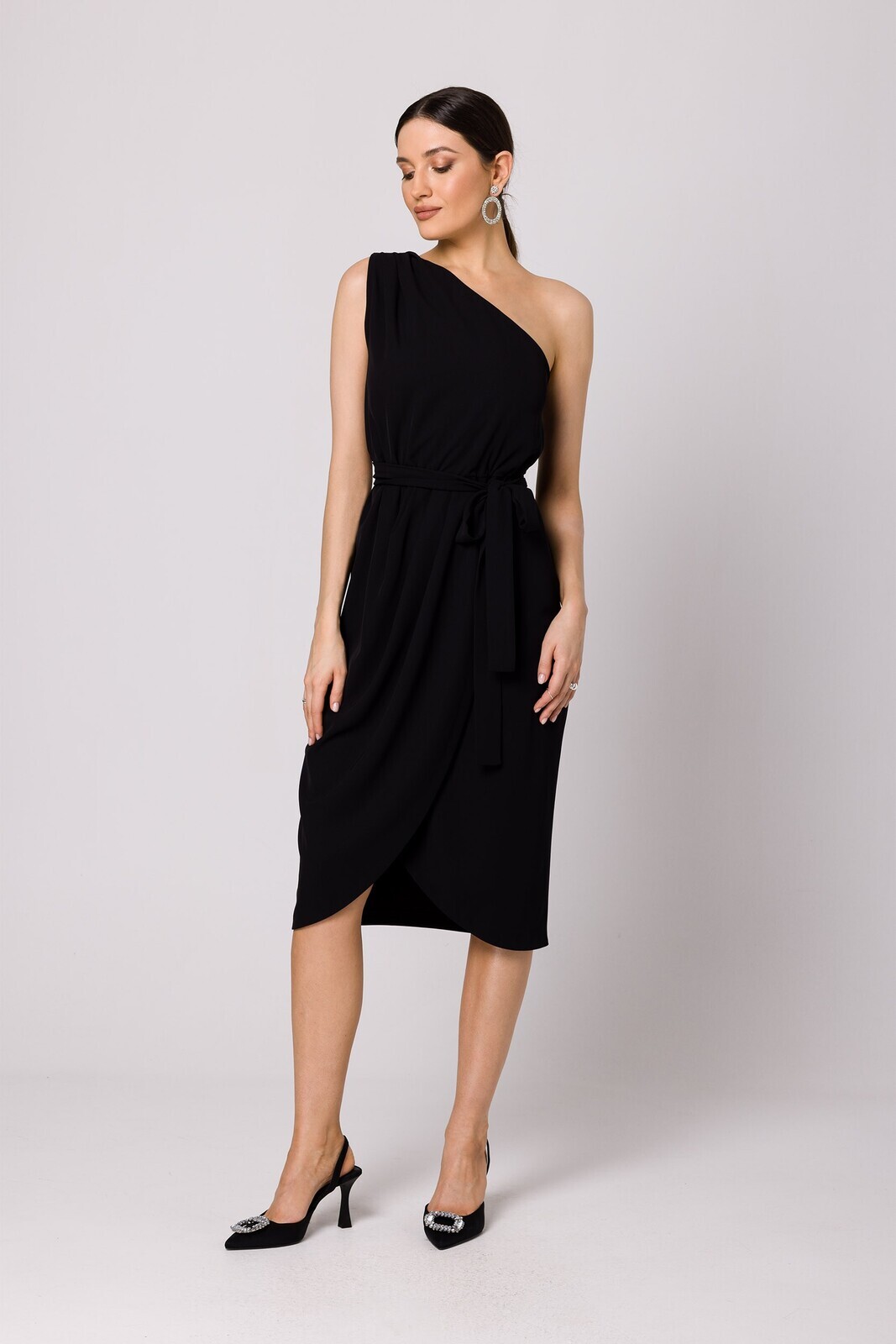 Makover Woman's One shoulder dress - black