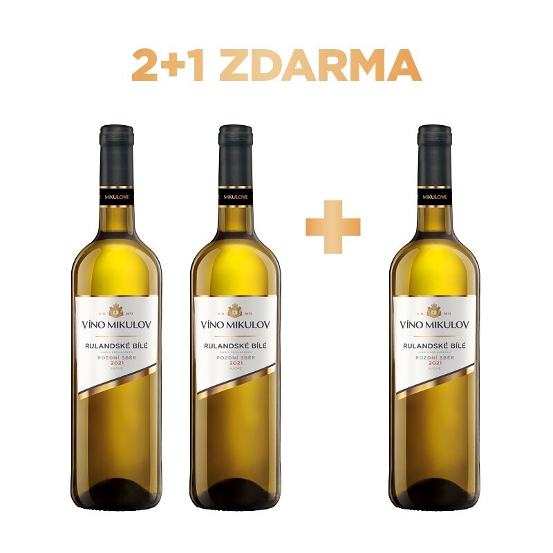 Víno Mikulov Rulandské bílé 2021 pozdní sběr 2+1 zdarma