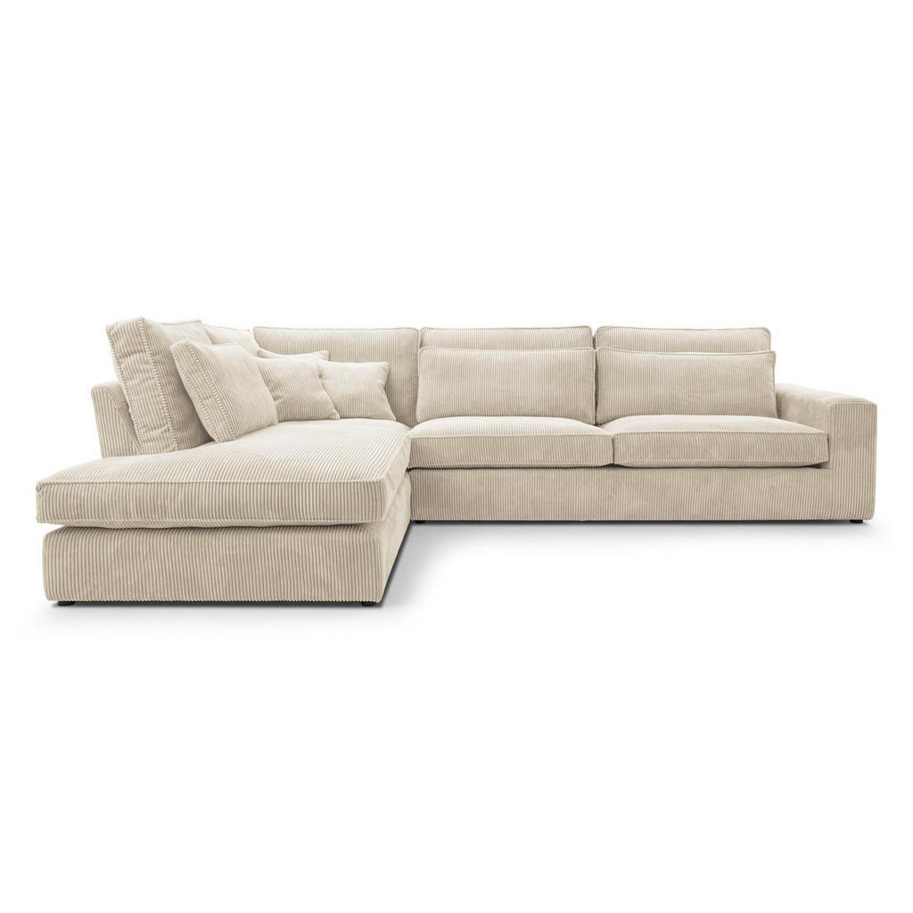 Beautysofa ROHOVÁ pohovka Parma bez funkce spaní, manšestrová látka, krémová, levá
