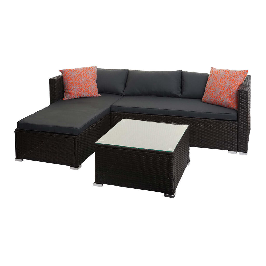 MCW POLY-RATTAN SADA Hnědá, šedá, oranžová