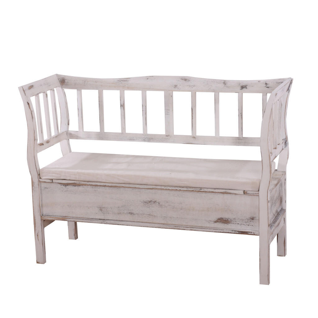MCW LAVIČKA S ÚLOŽNÝM PROSTOREM SHABBY-LOOK Krémově bílá