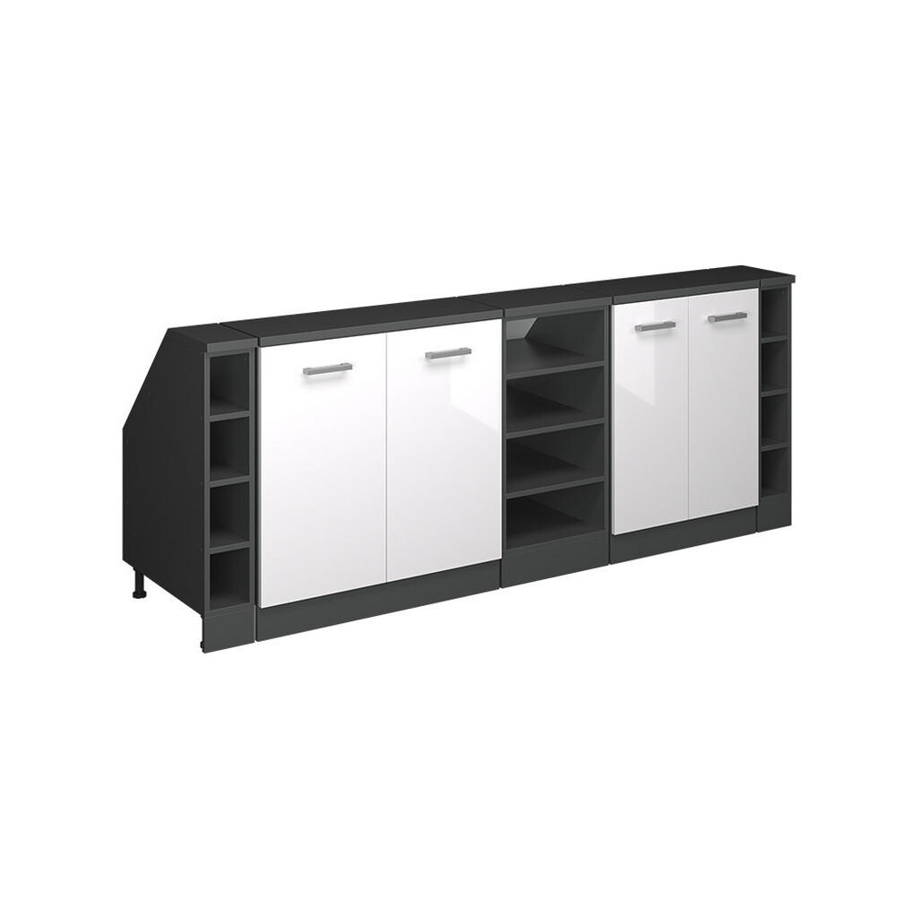 Vicco ŠATNÍ SESTAVA PRO ŠIKMÉ STŘECHY Rion Bílá vysoký lesk 210 cm Sada 5 korpusů skříně hloubka 60 cm