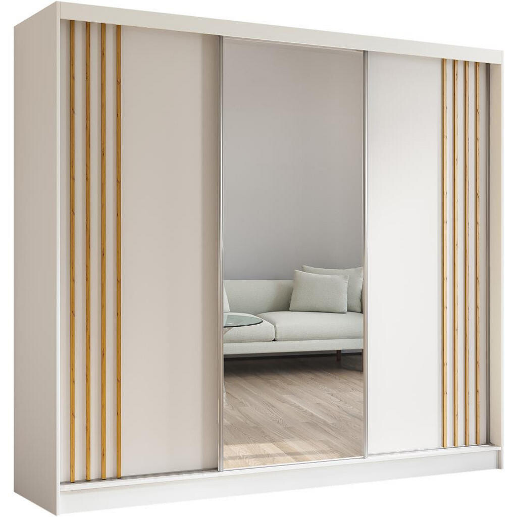 Beautysofa SKŘÍŇ s posuvnými dveřmi Nela 240/216/61 bílá se zásuvkami