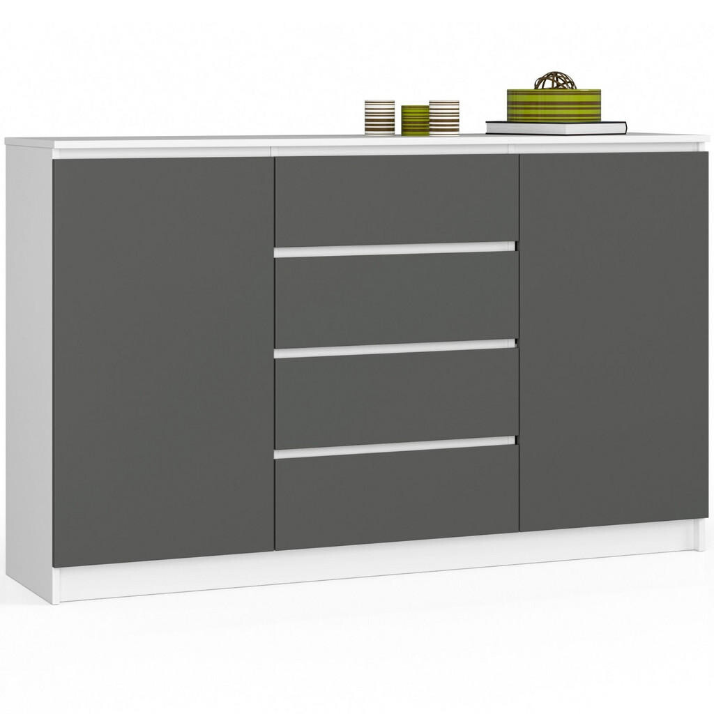 RAUMHIRSCH FURNITURE KOMODA bílá, grafitově šedá 99/160/40