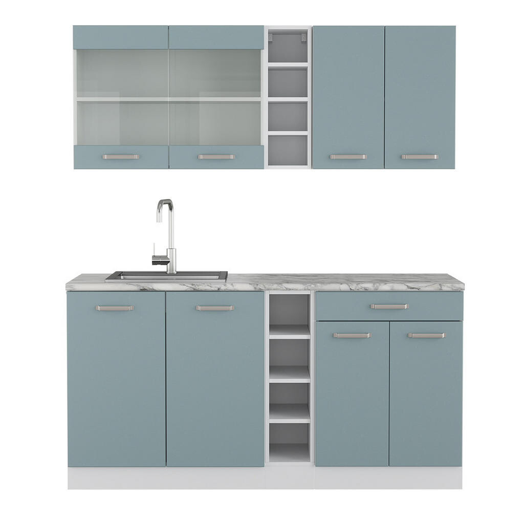 Vicco JEDNOTKOVÁ KUCHYNĚ R-Line Modrošedá 160 cm s pracovní deskou