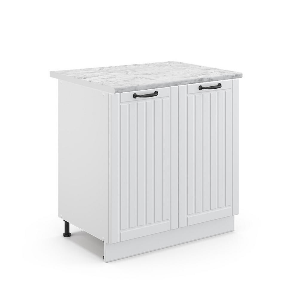 Vicco SPODNÍ SKŘÍŇKA KUCHYŇSKÉ LINKY Fame-Line, Bílý venkovský dům/Bílá, 80 cm pracovná doska Mramor