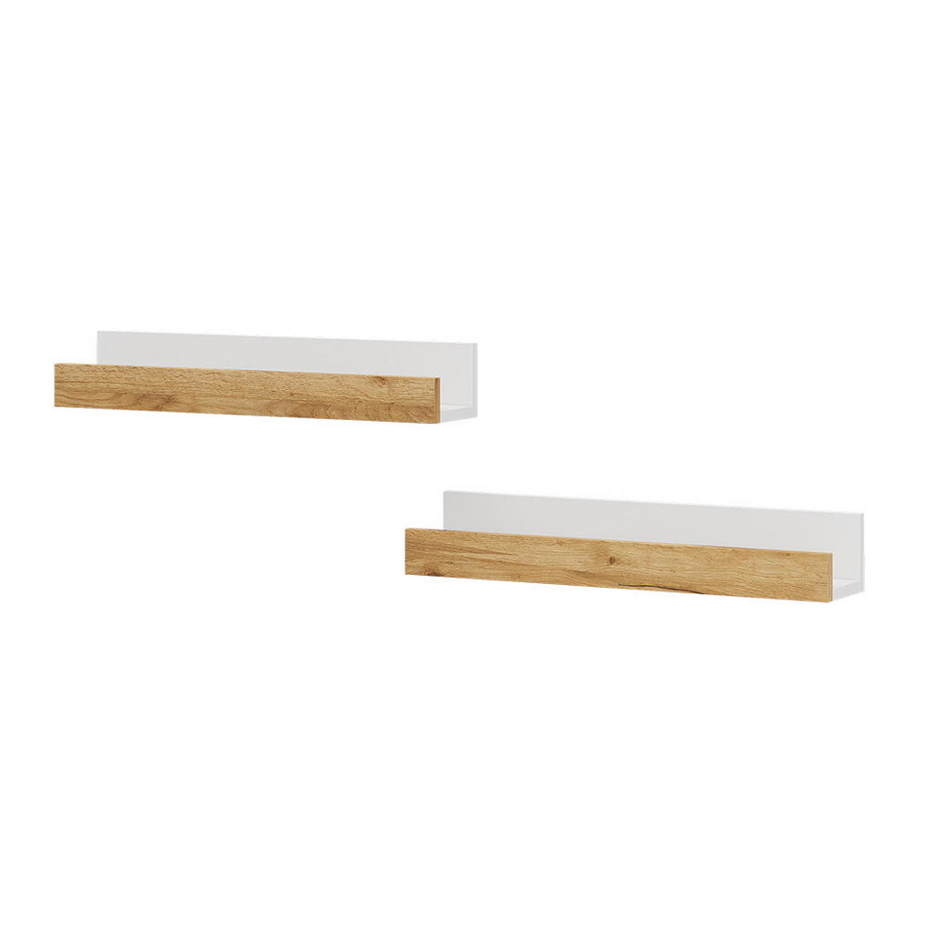 Vicco NÁSTĚNNÁ POLICE Tomy Bílý/zlatý dub 60 x 10 cm Sada 2 kusů