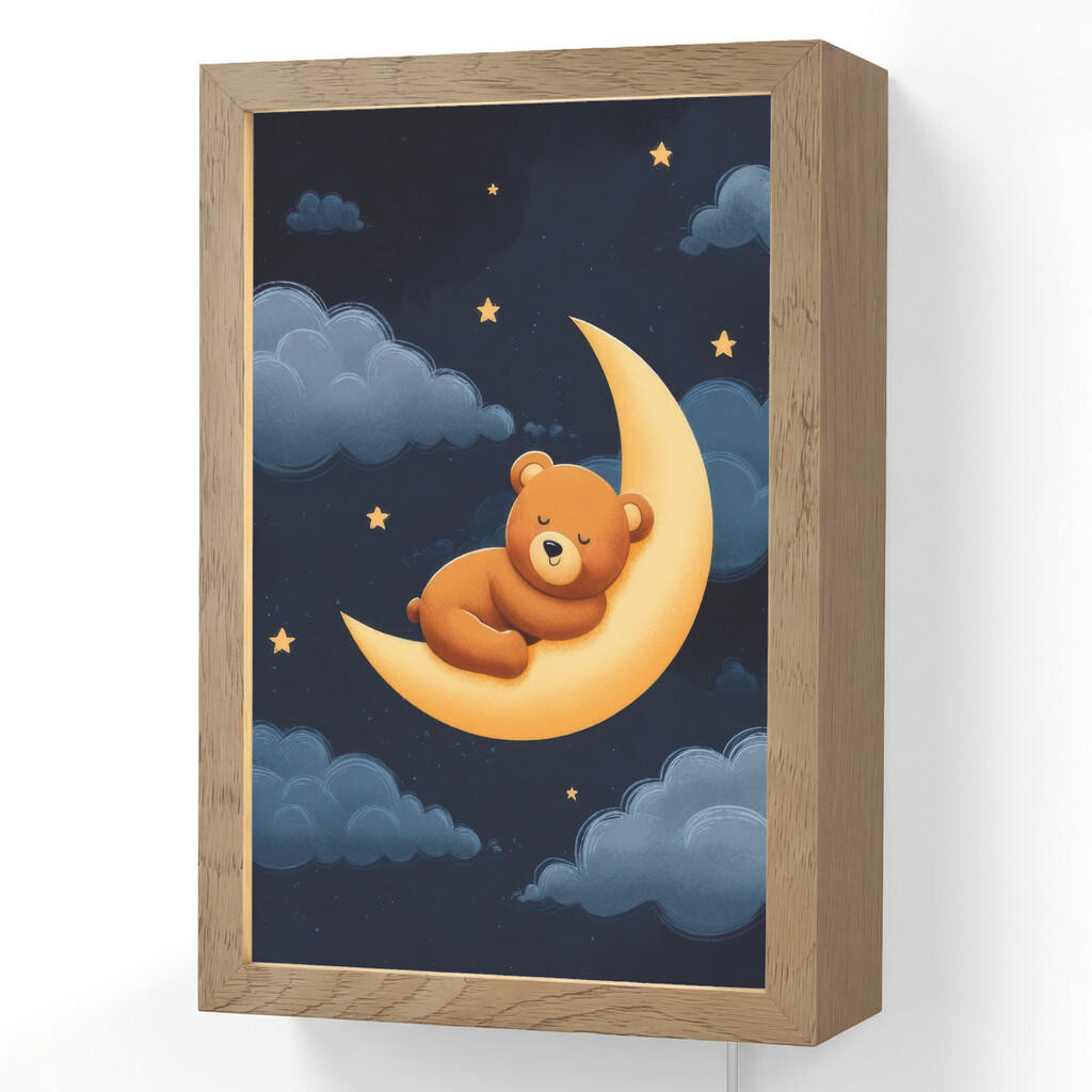 OnlyWow NÁSTĚNNÁ LAMPA Medvídek - Měsíc - Mraky - Hvězdy 20x30 cm