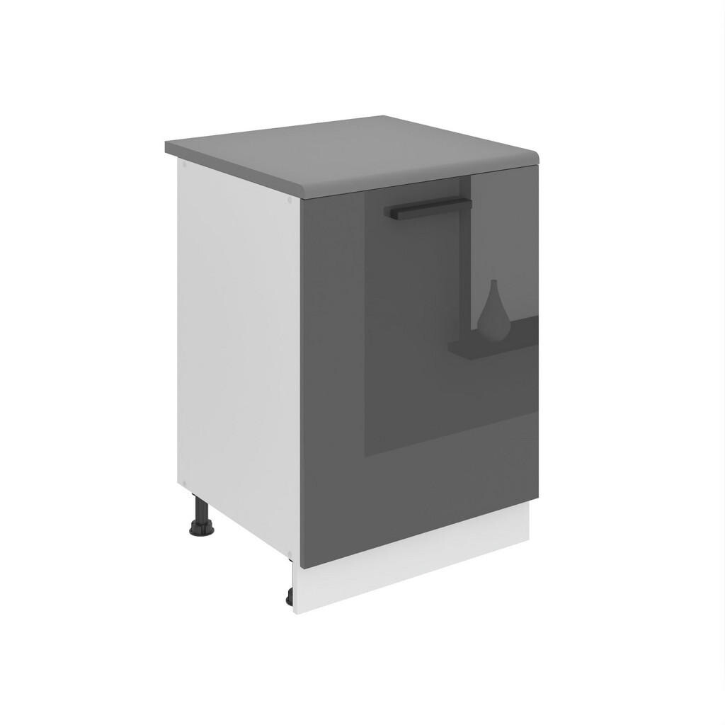 B BELINI GROUP KUCHYŇSKÁ SPODNÍ SKŘÍŇKA 60 cm SD s pracovní deskou, 1 dvířka, Stříbrná lesklá