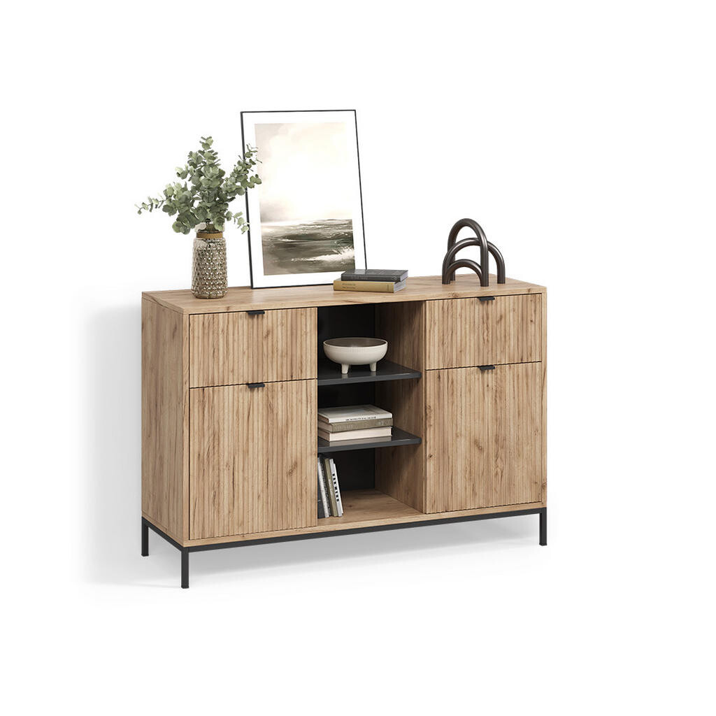 Livinity® KREDENC Aterno Dub Viking 120 x 81.2 cm se 2 zásuvkami a 2 dvířky