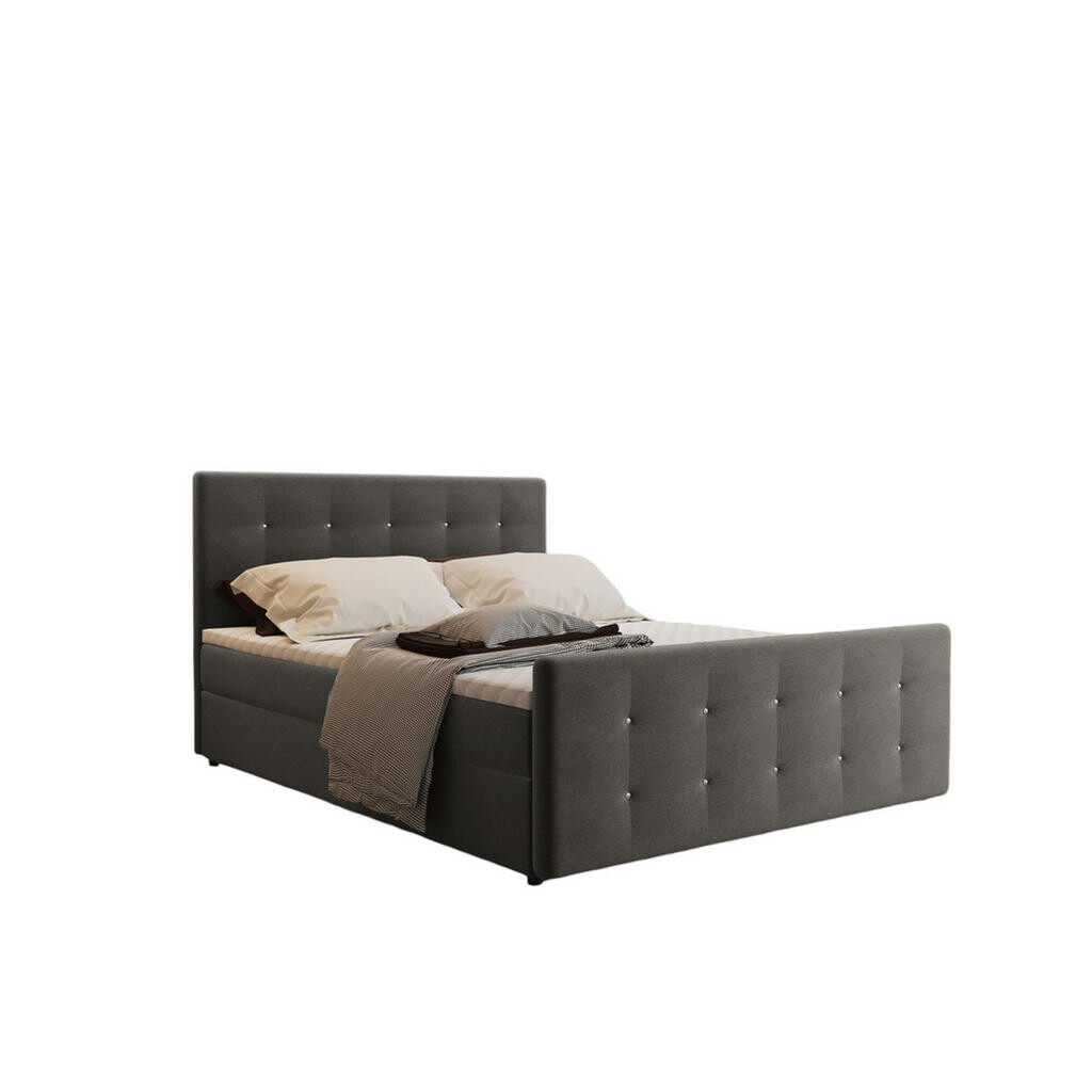 Kaiser Möbel KONTINENTÁLNÍ POSTEL s úložným prostorem, matrací a topperem AMOR Teplá šedá 160x200 cm H2-Pocket