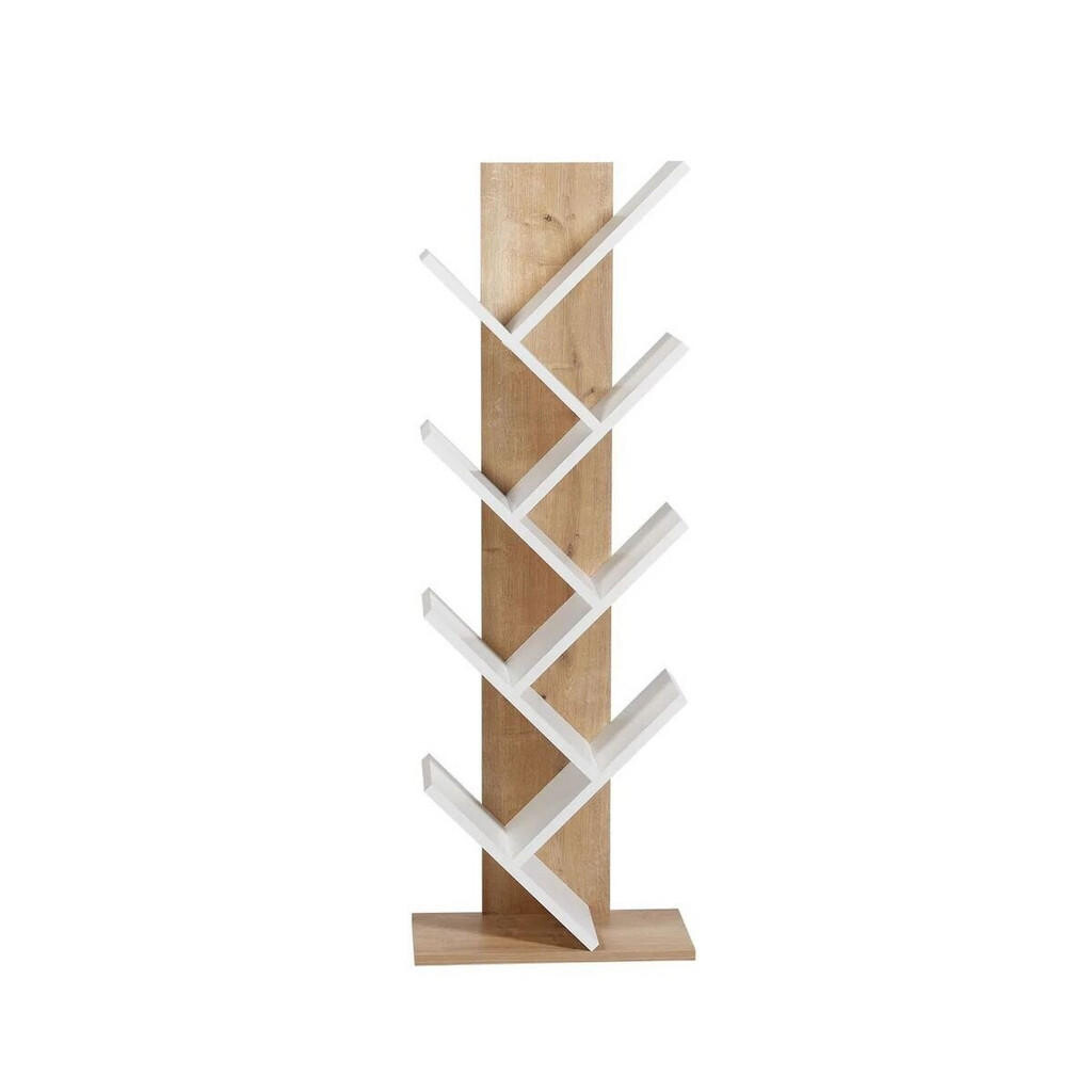 Calicosy KNIHOVNA v dubovém a bílém provedení, V 129,8 cm - TUVAL