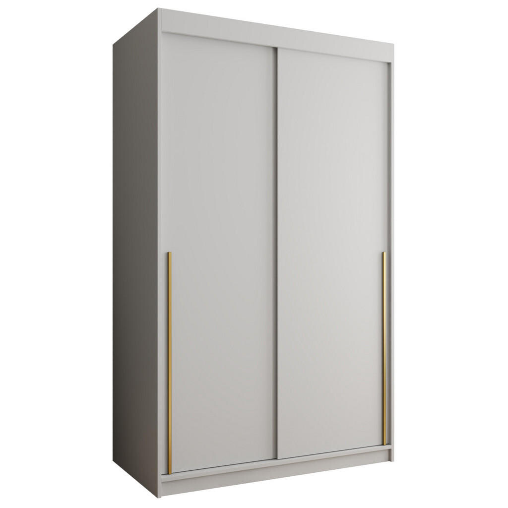 Home Collective ŠATNÍ SKŘÍŇ S POSUVNÝMI DVEŘMI 120 cm šířka, bílá se zlatým úchytem