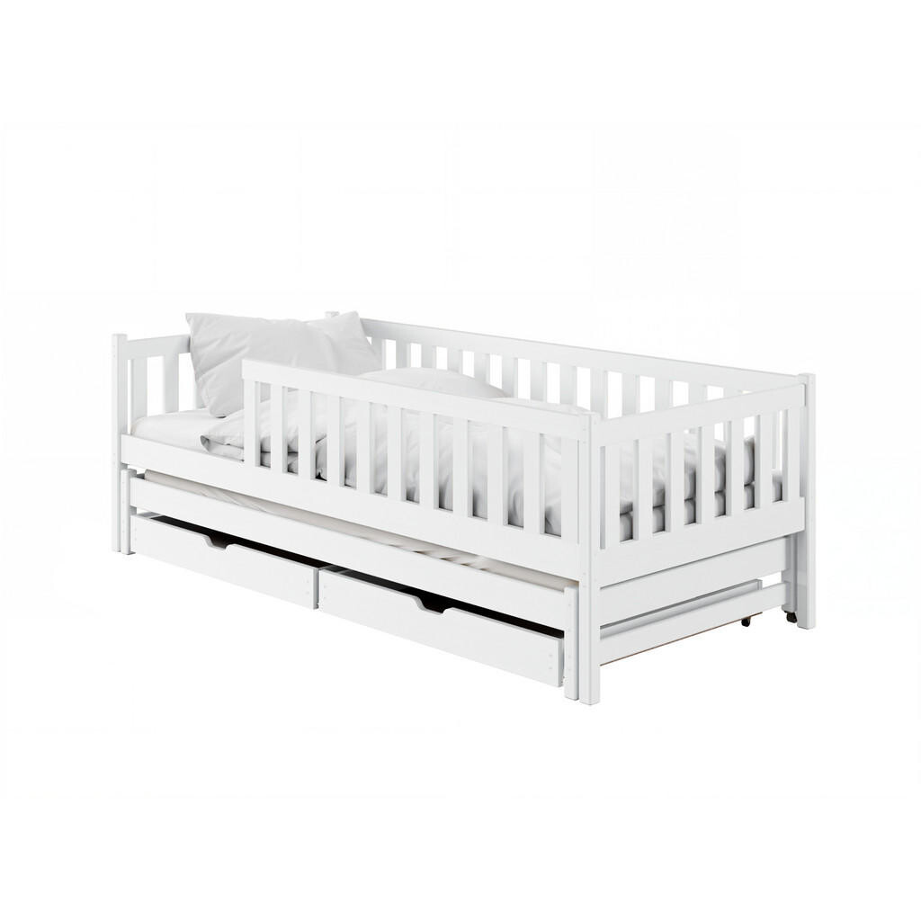 Kids Collective DĚTSKÁ POSTEL s výsuvným lůžkem a dvěma zásuvkami 80x180 v bílé barvě