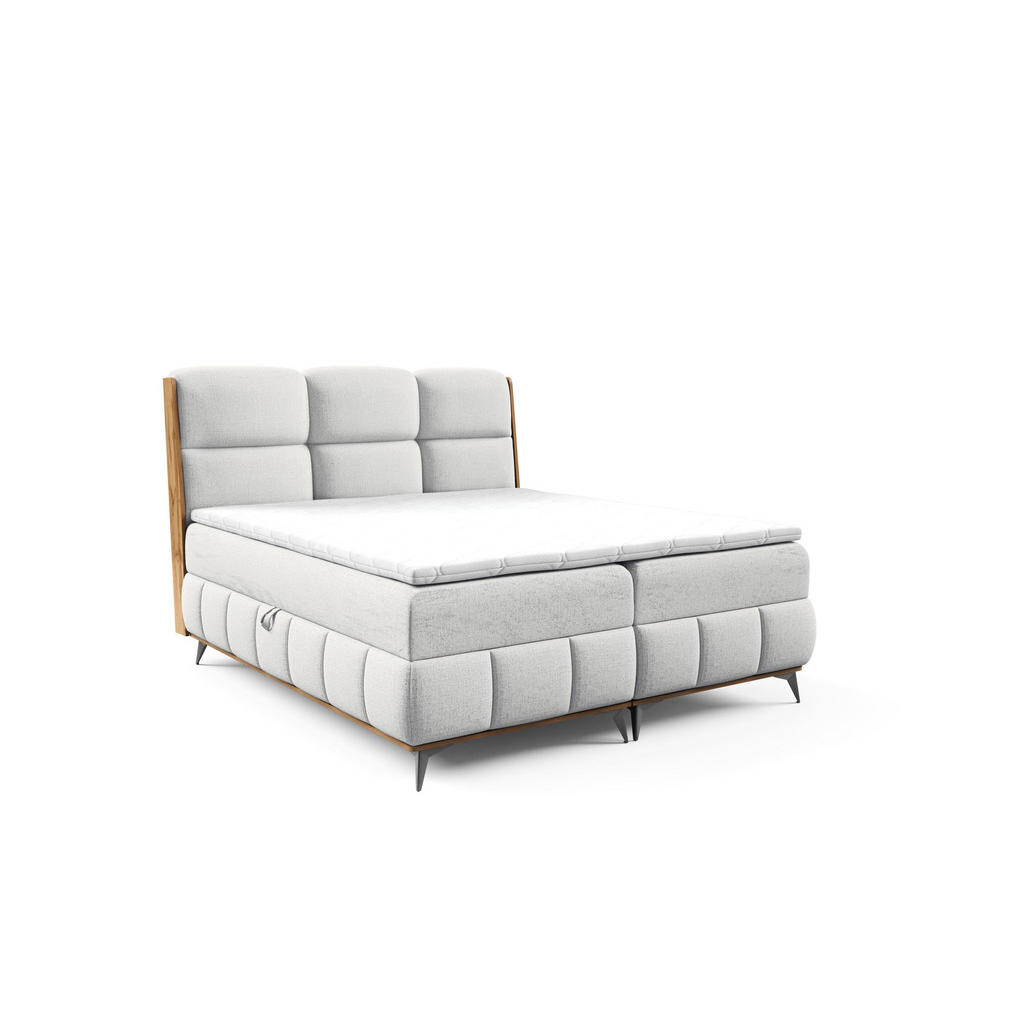 Home Collective BOXSPRINGOVÁ POSTEL s úložným prostorem a topperem 200x200 cm světle šedá