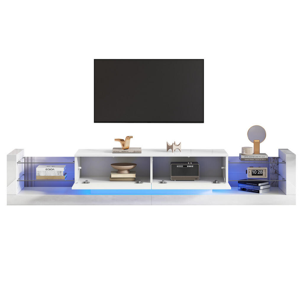 FLIEKS KOMODA POD TELEVIZI 181 cm LED Bílá Sklo 70 79 Zoll