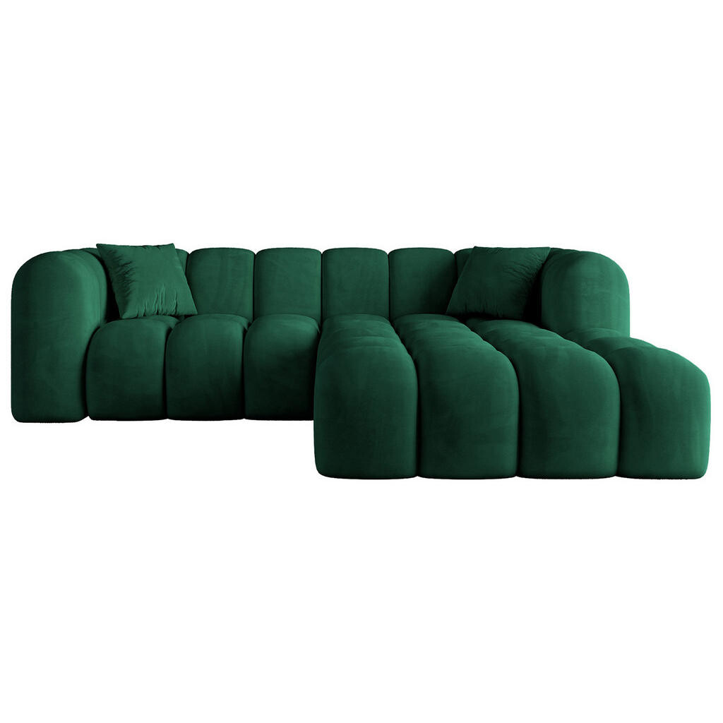 ALTDECOR ROHOVÁ SEDACÍ SOUPRAVA s otomanem vpravo OLEA-L1 – 231 × 173 × 74 cm tmavě zelená