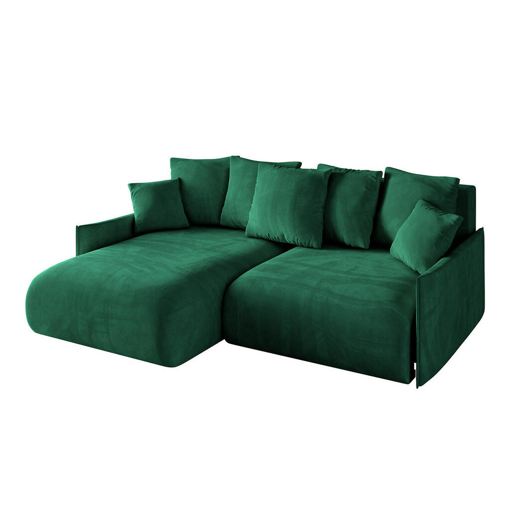 ALTDECOR ROHOVÁ SEDACÍ SOUPRAVA s otomanem vlevo ONESK-L -v1 216x177x72 tmavě zelený velur