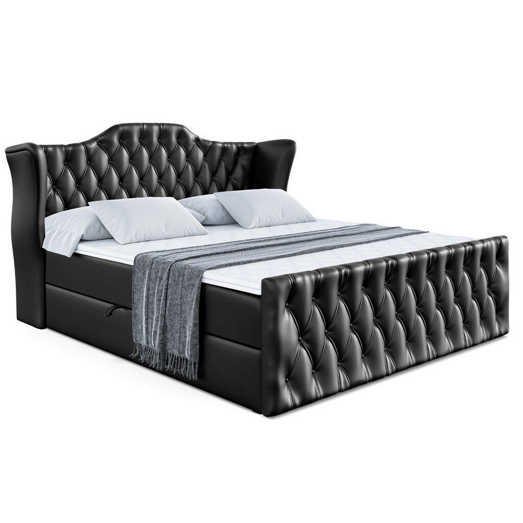 ALTDECOR AMERICKÁ postel VILA-Z – 160 × 200 cm – H4 – vysoce lesklá černá